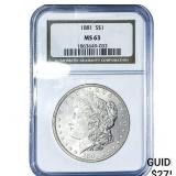 1881 Morgan Silver Dollar NGC MS63