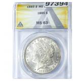 1885 Morgan Silver Dollar ANACS MS63