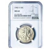 1942-S Walking Liberty Half Dollar NGC MS64