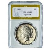 1921 Silver Peace Dollar PGA MS63