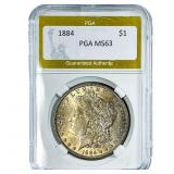 1884 Morgan Silver Dollar PGA MS63