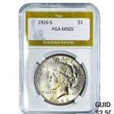 1926-S Silver Peace Dollar PGA MS65