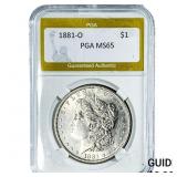 1881-O Morgan Silver Dollar PGA MS65