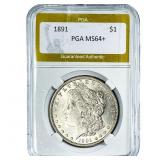 1891 Morgan Silver Dollar PGA MS64+