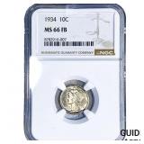 1934 Mercury Silver Dime NGC MS66 FB