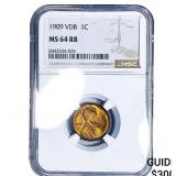 1909 VDB Wheat Cent NGC MS64 RB