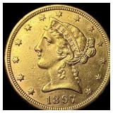 1897 Gold $5 Liberty Head Half Eagle  UNCIRCULATE