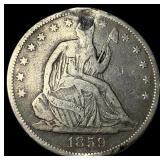 1859 Silver Seated Liberty Half Dollar  LIGHTLY C