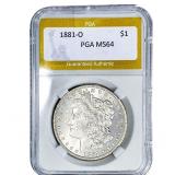 1881-O Morgan Silver Dollar PGA MS64