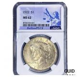 1922 Silver Peace Dollar NGC MS62