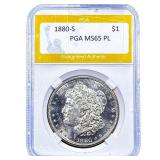 1880-S Morgan Silver Dollar PGA MS65 PL