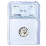1944-S Mercury Silver Dime NNC MS66