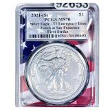 2021[S] Silver Eagle PCGS MS70 TY 1 Emeg. Issue