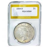 1934-D Silver Peace Dollar PGA MS64