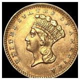 1862 Gold $1 Indian Princess Head CHOICE AU