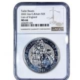 2022 Great Britain 2oz Silver Â£5 Lion NGC MS66