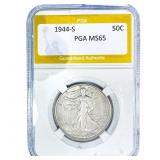 1944-S Walking Liberty Half Dollar PGA MS65
