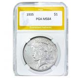 1935 Silver Peace Dollar PGA MS64