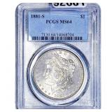1881-S Morgan Silver Dollar PCGS MS64