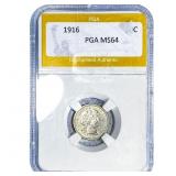 1916 Barber Dime PGA MS64