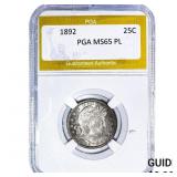1892 Barber Quarter PGA MS65 PL