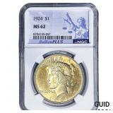 1924 Silver Peace Dollar NGC MS62