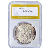 1890-S Morgan Silver Dollar PGA MS64
