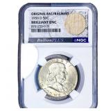 1959-D Franklin Half Dollar NGC BU Orig. Bag Frag.