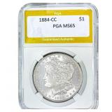 1884-CC Morgan Silver Dollar PGA MS65