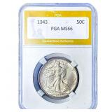 1943 Walking Liberty Half Dollar PGA MS66