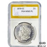 1878-CC Morgan Silver Dollar PGA MS65 PL