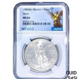 1985Mo Mexico Silver 1 Onza NGC MS66
