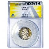 1954 Jefferson Nickel ANACS PF67 Cameo