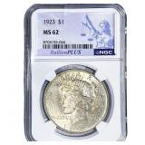 1923 Silver Peace Dollar NGC MS62