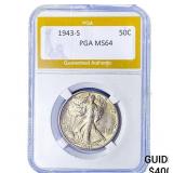 1943-S Walking Liberty Half Dollar PGA MS64