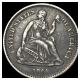 1861 Silver Half Dime CHOICE AU