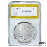 1928 Silver Peace Dollar PGA MS64