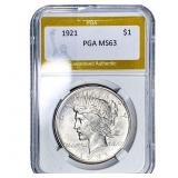 1921 Silver Peace Dollar PGA MS63