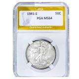 1941-S Walking Liberty Half Dollar PGA MS64