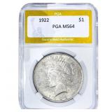 1922 Silver Peace Dollar PGA MS64