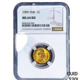 1909 VDB Wheat Cent NGC MS64 RD