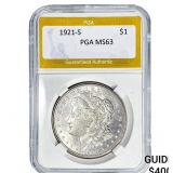 1921-S Morgan Silver Dollar PGA MS63