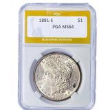 1881-S Morgan Silver Dollar PGA MS64