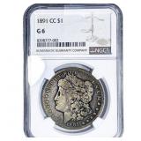 1891-CC Morgan Silver Dollar NGC G6