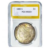 1880-S Morgan Silver Dollar PGA MS65+