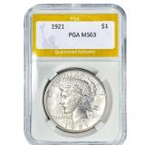 1921 Silver Peace Dollar PGA MS63