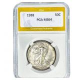 1938 Walking Liberty Half Dollar PGA MS64