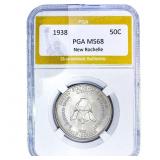 1938 New Rochelle Half Dollar PGA MS68
