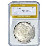 1890 Morgan Silver Dollar PGA MS65