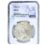 1923 Silver Peace Dollar NGC MS61
